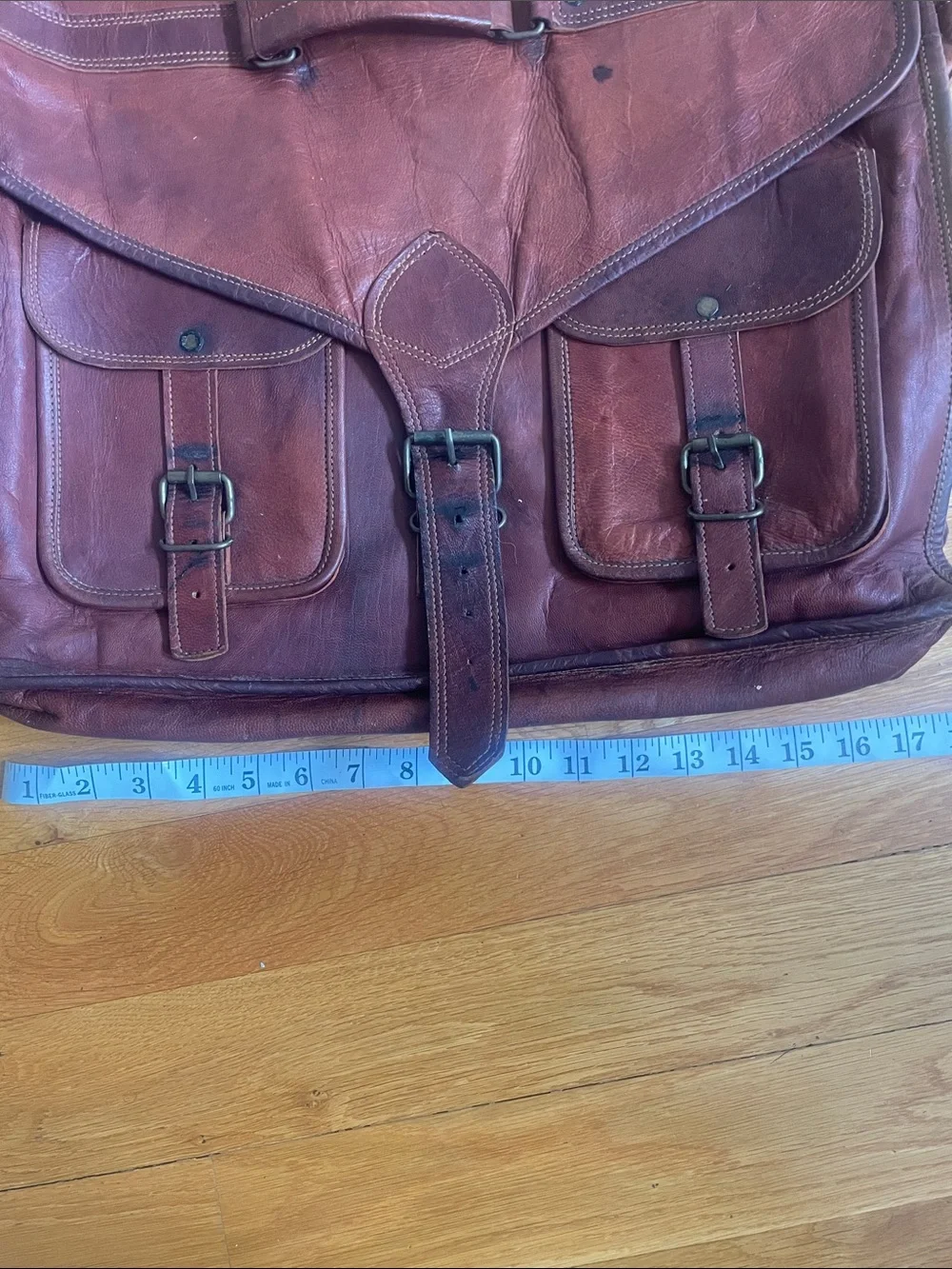 Komar Passion Vintage Brown Leather Messenger Bag Adjustable Strap (OL3)